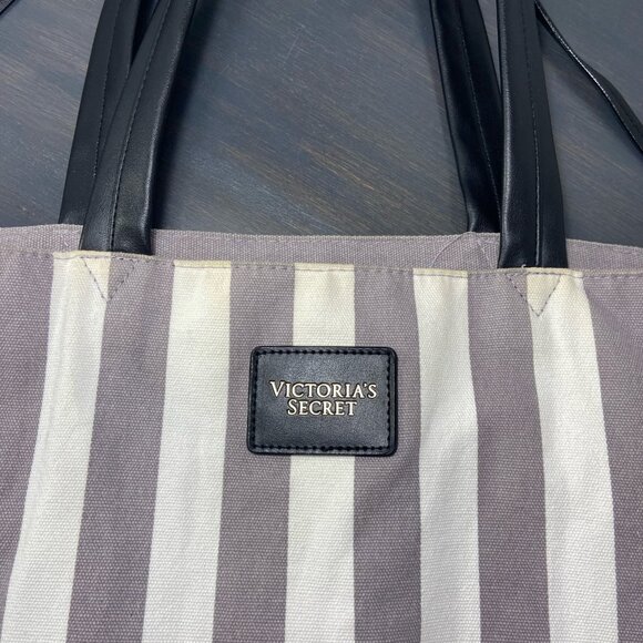Victoria’s Secret Large Canvas Stripe Tote Bag - Picture 2 of 8